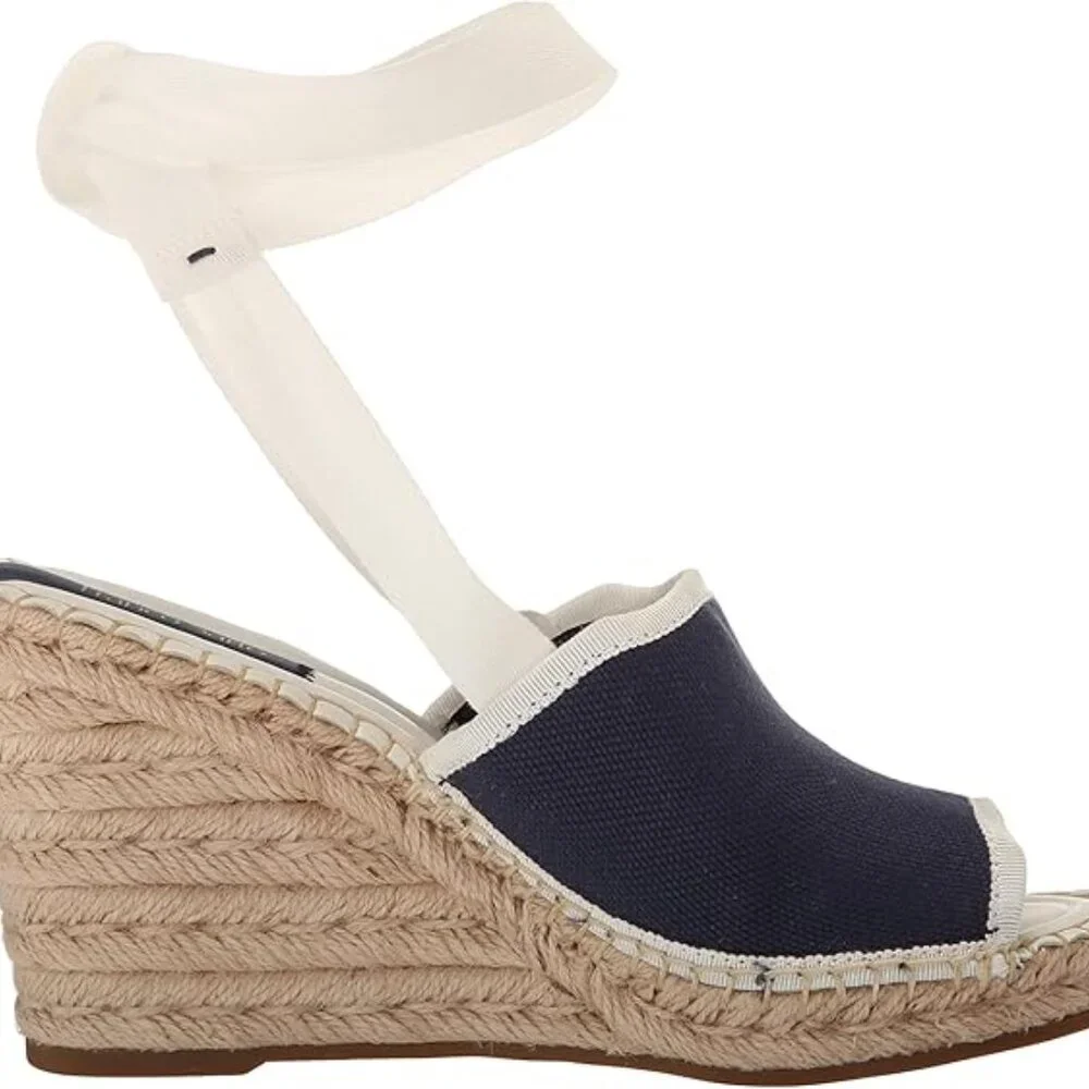 Franco Sarto Women's Sierra Lace Up Espadrille Wedges Navy Sandal NWOT sz 7.5